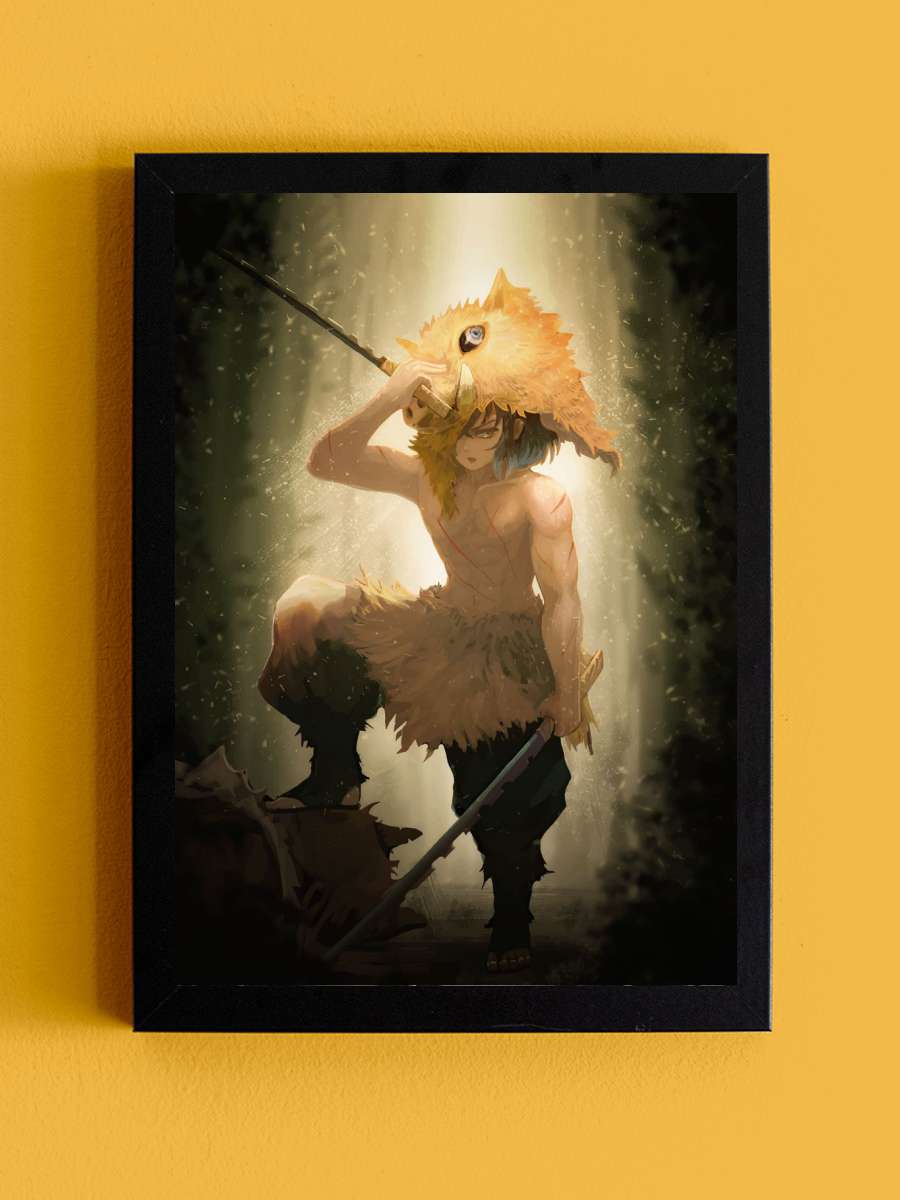 Demon Slayer Inosuke Anime Tablo Siyah Çerçeveli Yüksek Kalite Anime Duvar Poster Tablo - En İyi Fiyatlarla