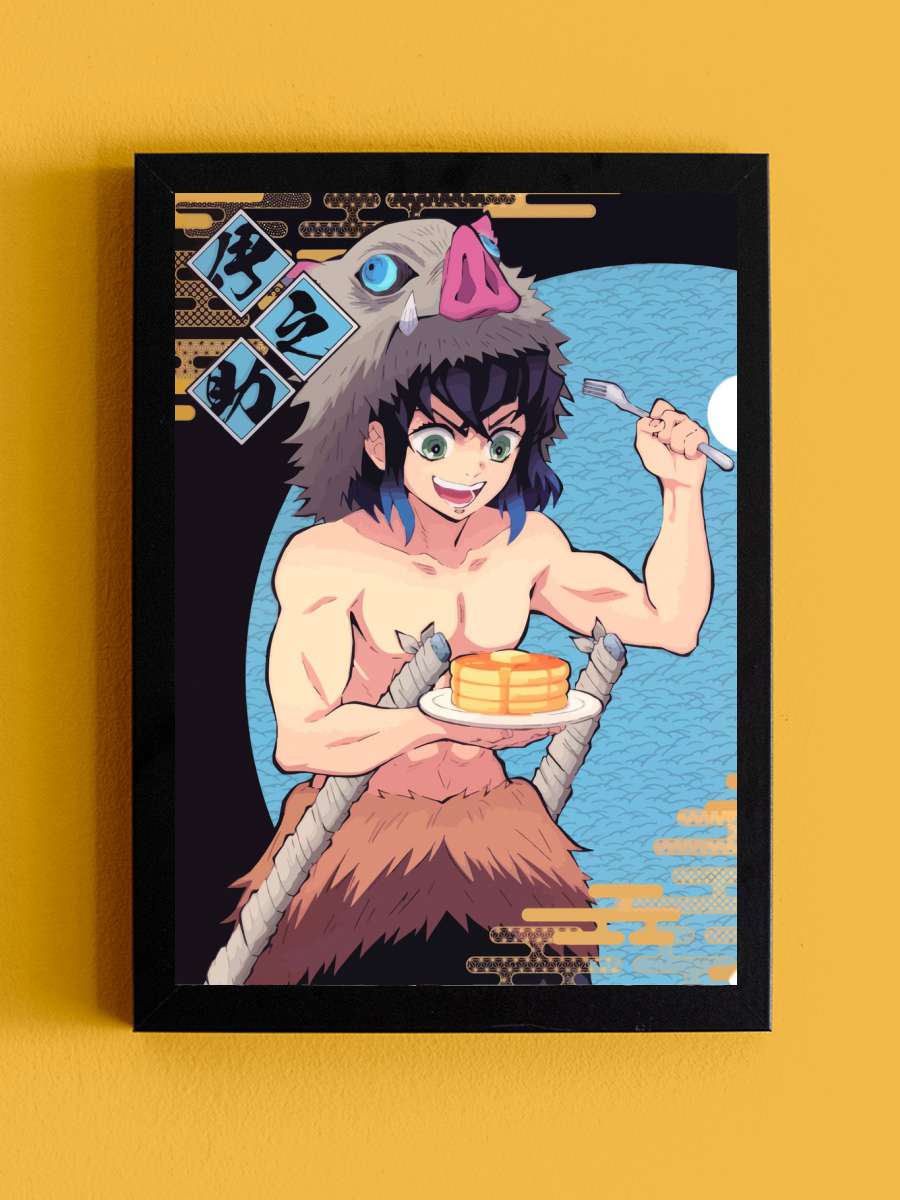 Demon Slayer Inosuke Anime Tablo Siyah Çerçeveli Yüksek Kalite Anime Duvar Poster Tablo - En İyi Fiyatlarla