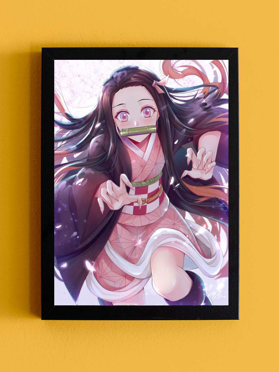 Demon Slayer Nezuko Kamado Anime Tablo Siyah Çerçeveli Yüksek Kalite Anime Duvar Poster Tablo - En İyi Fiyatlarla