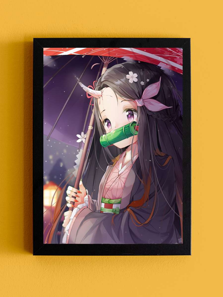 Demon Slayer Nezuko Kamado Anime Tablo Siyah Çerçeveli Yüksek Kalite Anime Duvar Poster Tablo - En İyi Fiyatlarla