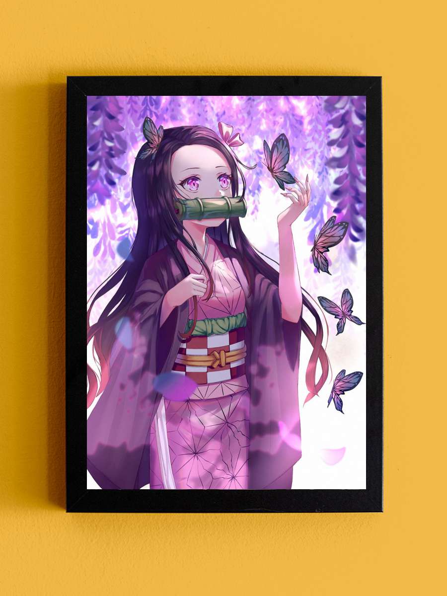 Demon Slayer Nezuko Kamado Anime Tablo Siyah Çerçeveli Yüksek Kalite Anime Duvar Poster Tablo - En İyi Fiyatlarla