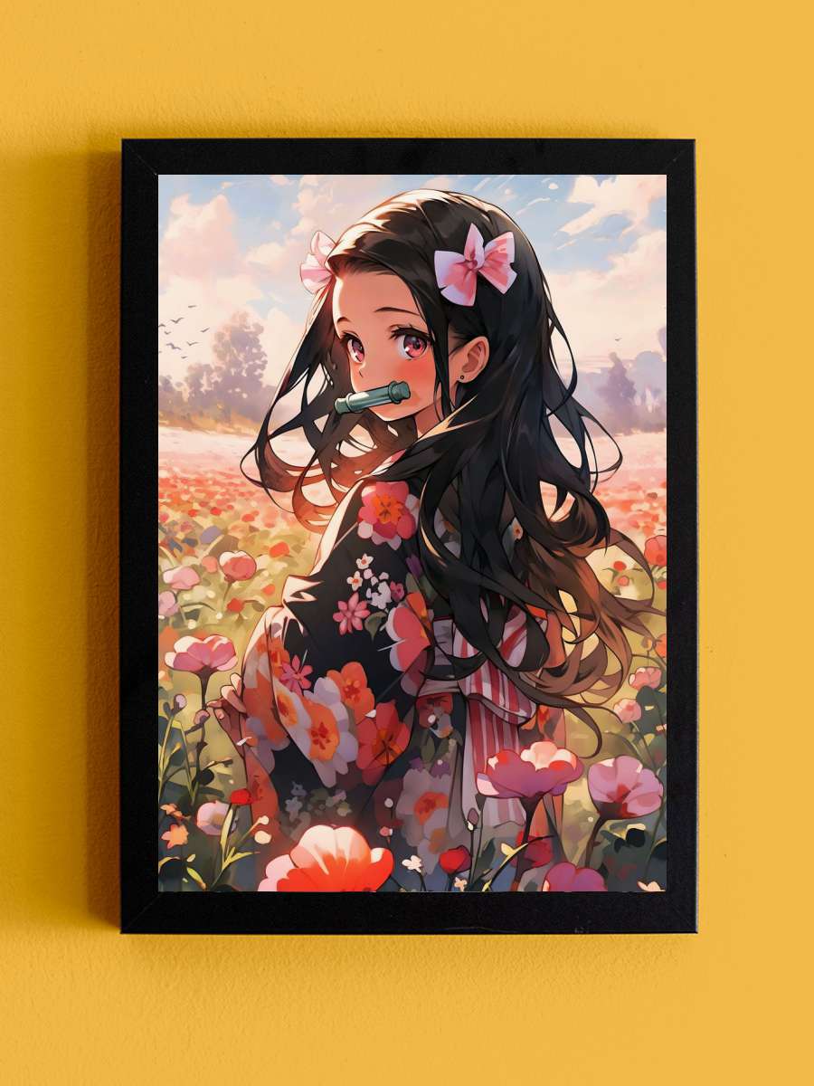 Demon Slayer Nezuko Anime Tablo Siyah Çerçeveli Yüksek Kalite Anime Duvar Poster Tablo - En İyi Fiyatlarla