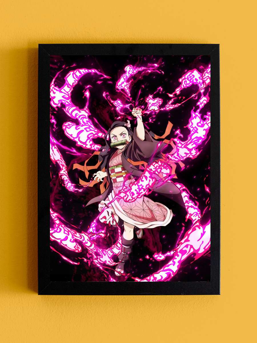 Demon Slayer Nezuko Anime Tablo Siyah Çerçeveli Yüksek Kalite Anime Duvar Poster Tablo - En İyi Fiyatlarla