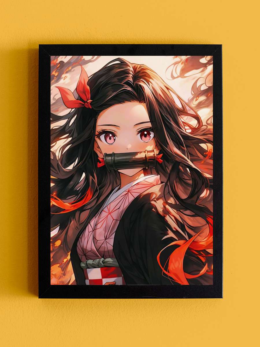 Demon Slayer Nezuko Anime Tablo Siyah Çerçeveli Yüksek Kalite Anime Duvar Poster Tablo - En İyi Fiyatlarla