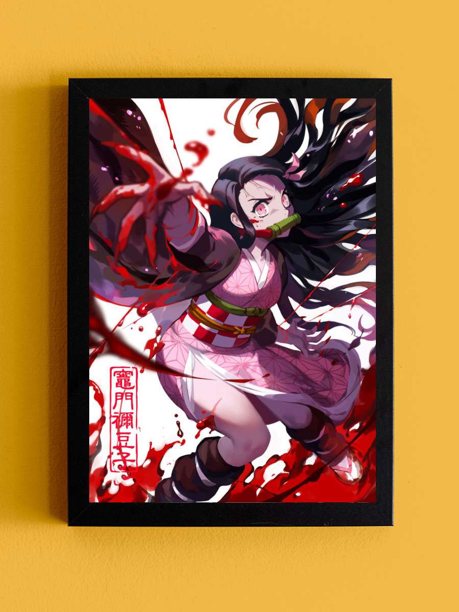 Demon Slayer Nezuko Anime Tablo Siyah Çerçeveli Yüksek Kalite Anime Duvar Poster Tablo - En İyi Fiyatlarla