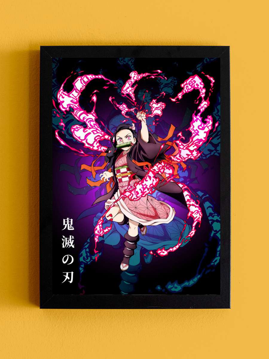 Demon Slayer Nezuko Anime Tablo Siyah Çerçeveli Yüksek Kalite Anime Duvar Poster Tablo - En İyi Fiyatlarla