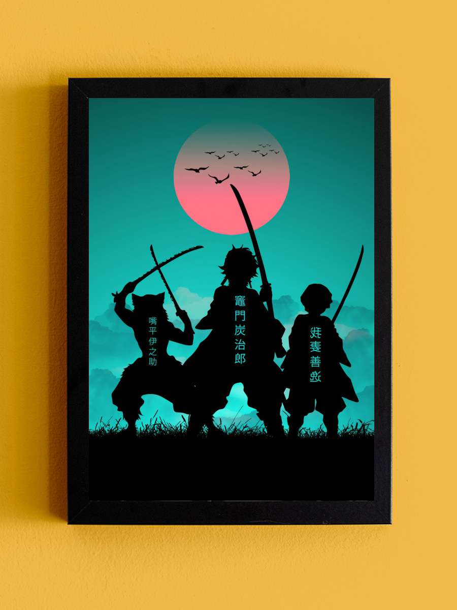 demon slayer Anime Tablo Siyah Çerçeveli Yüksek Kalite Anime Duvar Poster Tablo - En İyi Fiyatlarla
