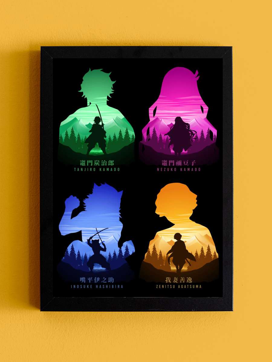 Demon Slayer Anime Tablo Siyah Çerçeveli Yüksek Kalite Anime Duvar Poster Tablo - En İyi Fiyatlarla