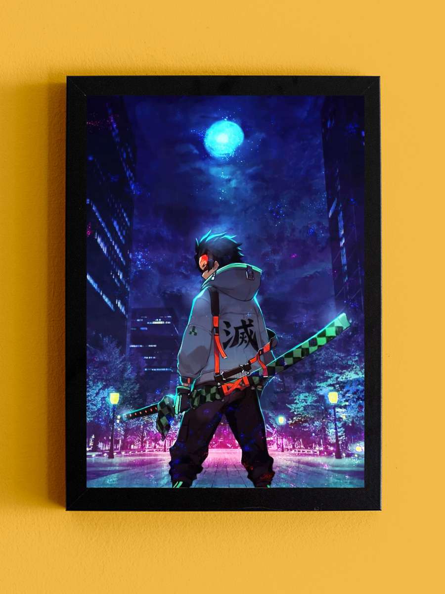 Demon Slayer Anime Tablo Siyah Çerçeveli Yüksek Kalite Anime Duvar Poster Tablo - En İyi Fiyatlarla