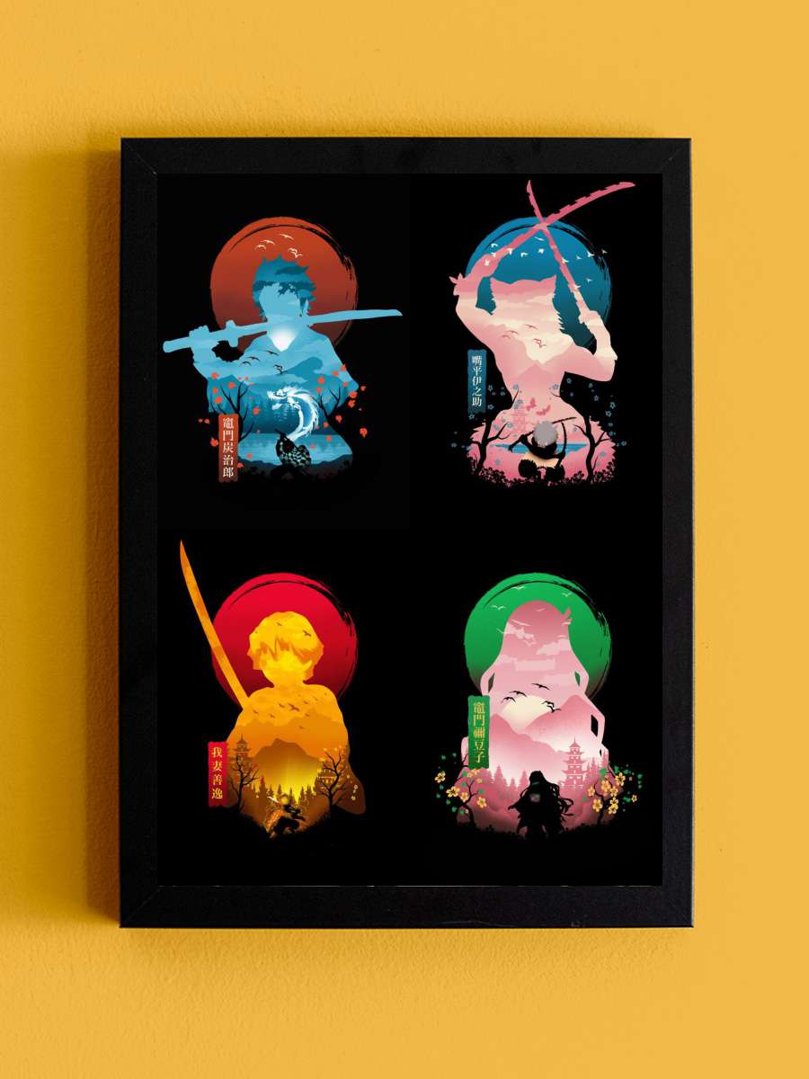 Demon Slayer Anime Tablo Siyah Çerçeveli Yüksek Kalite Anime Duvar Poster Tablo - En İyi Fiyatlarla