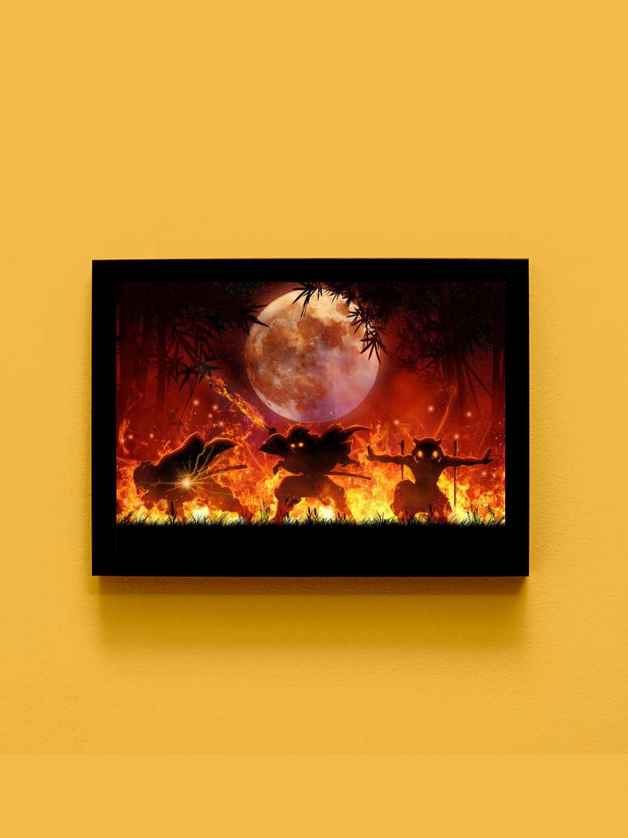 Demon Slayer Anime Tablo Siyah Çerçeveli Yüksek Kalite Anime Duvar Poster Tablo - En İyi Fiyatlarla
