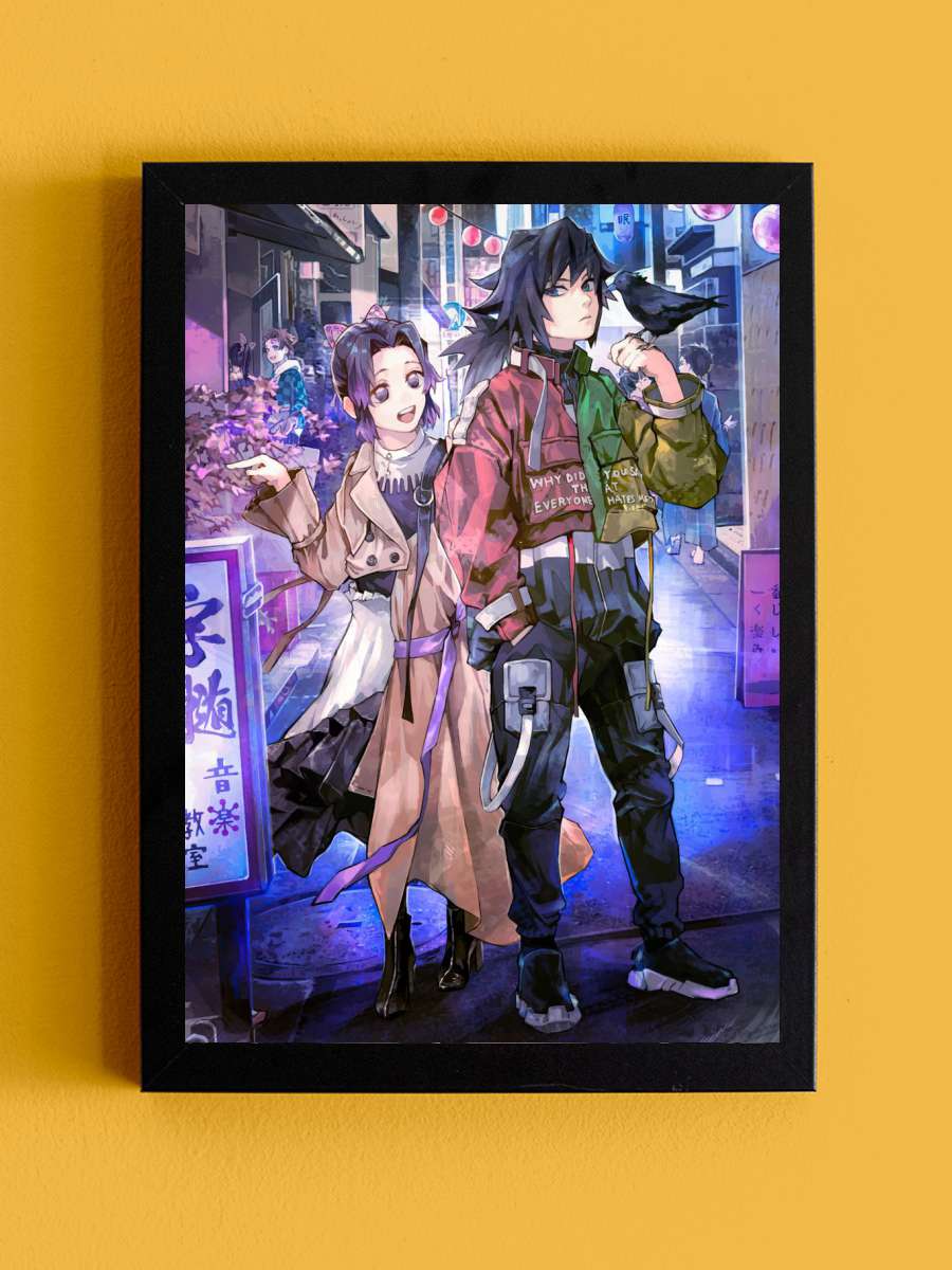 Demon Slayer Anime Tablo Siyah Çerçeveli Yüksek Kalite Anime Duvar Poster Tablo - En İyi Fiyatlarla