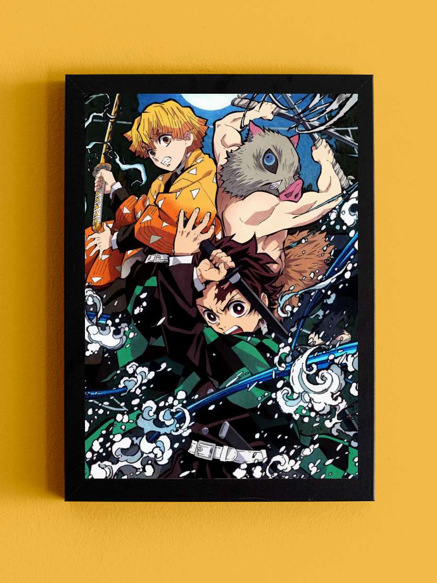 Demon Slayer Anime Tablo Siyah Çerçeveli Yüksek Kalite Anime Duvar Poster Tablo - En İyi Fiyatlarla