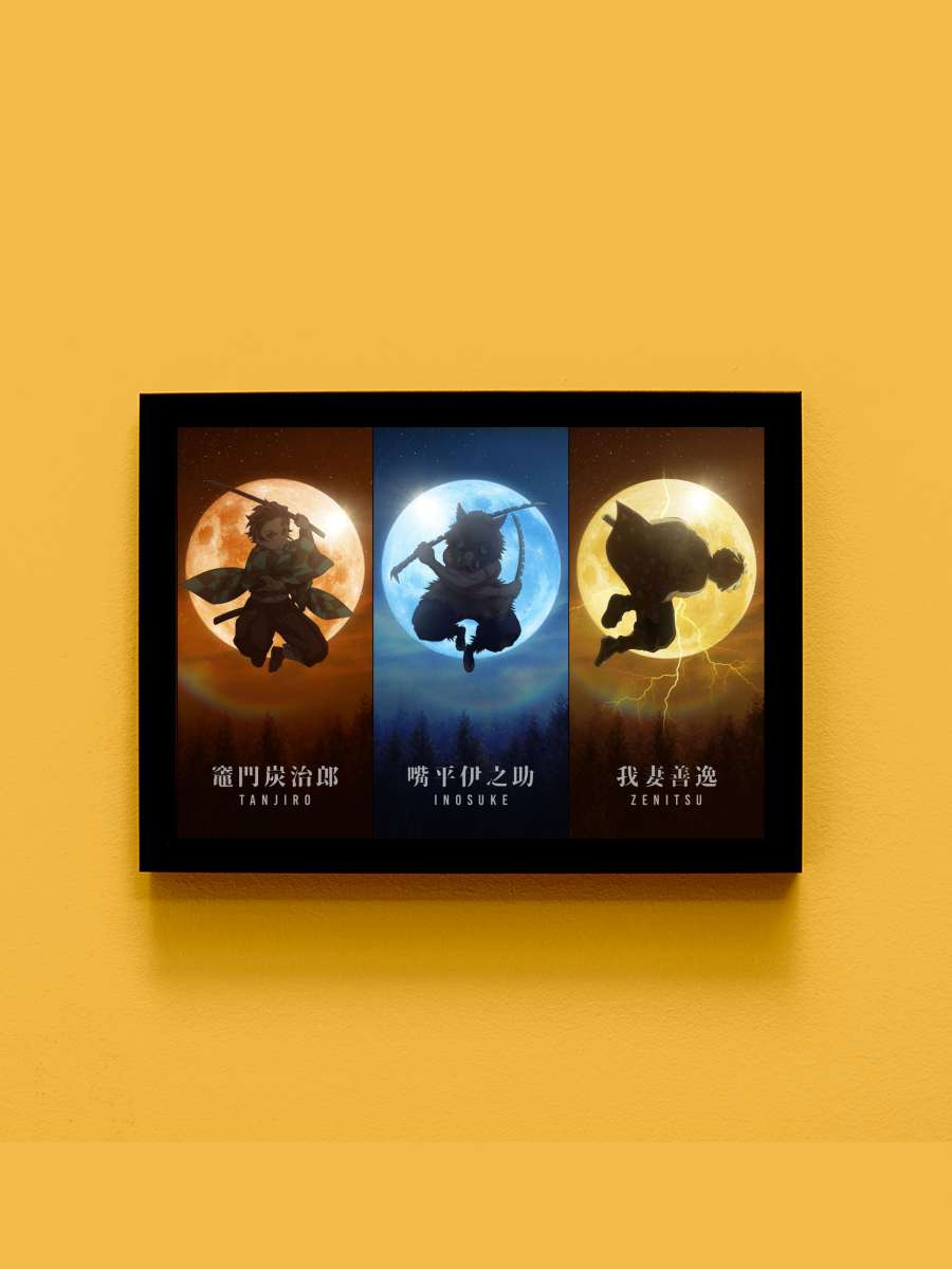 Demon Slayer Anime Tablo Siyah Çerçeveli Yüksek Kalite Anime Duvar Poster Tablo - En İyi Fiyatlarla