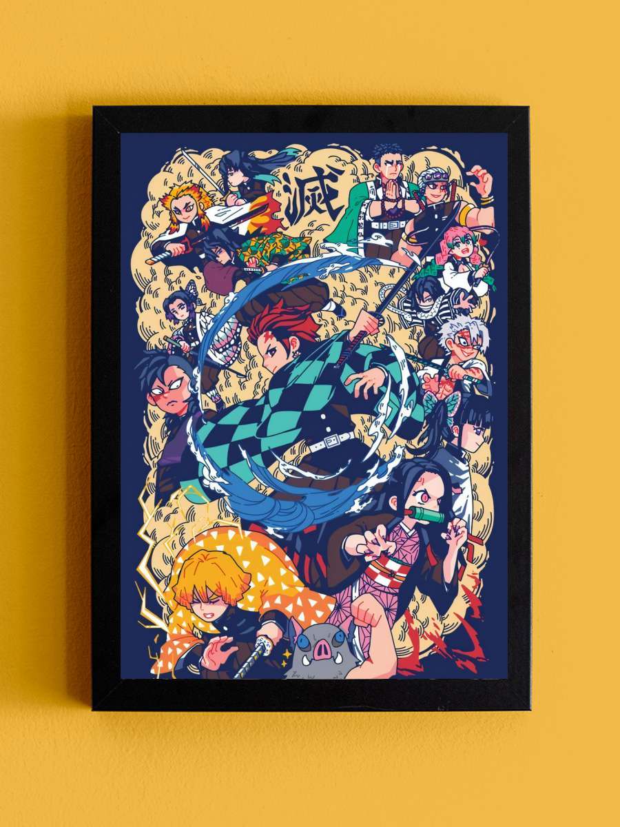 Demon slayer Anime Tablo Siyah Çerçeveli Yüksek Kalite Anime Duvar Poster Tablo - En İyi Fiyatlarla