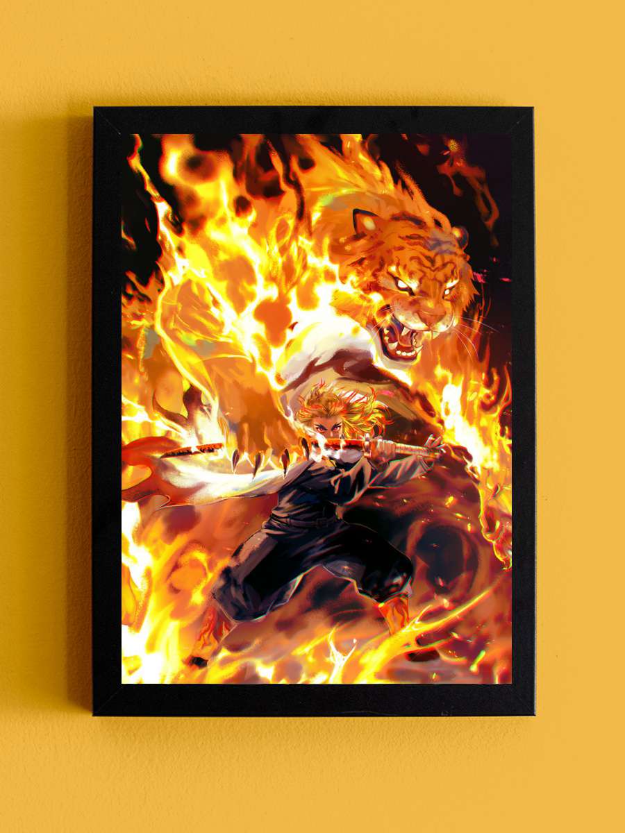 Demon Slayer Rengoku Anime Tablo Siyah Çerçeveli Yüksek Kalite Anime Duvar Poster Tablo - En İyi Fiyatlarla