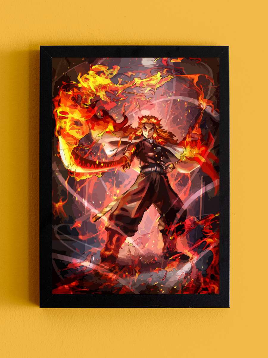 Demon Slayer Rengoku Anime Tablo Siyah Çerçeveli Yüksek Kalite Anime Duvar Poster Tablo - En İyi Fiyatlarla