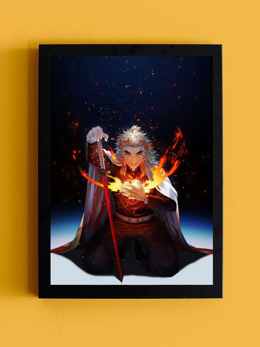 Demon Slayer Rengoku Anime Tablo Siyah Çerçeveli Yüksek Kalite Anime Duvar Poster Tablo - En İyi Fiyatlarla