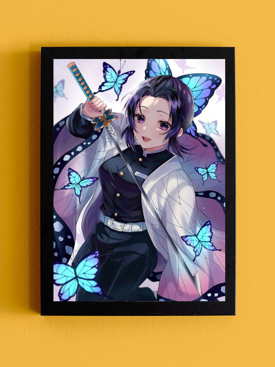 Demon Slayer Shinobu Kocho Anime Tablo Siyah Çerçeveli Yüksek Kalite Anime Duvar Poster Tablo - En İyi Fiyatlarla