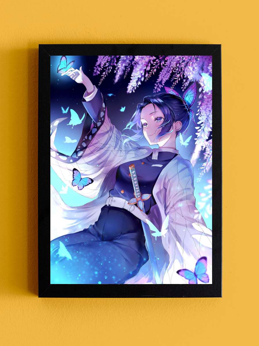 Demon Slayer Shinobu Kocho Anime Tablo Siyah Çerçeveli Yüksek Kalite Anime Duvar Poster Tablo - En İyi Fiyatlarla