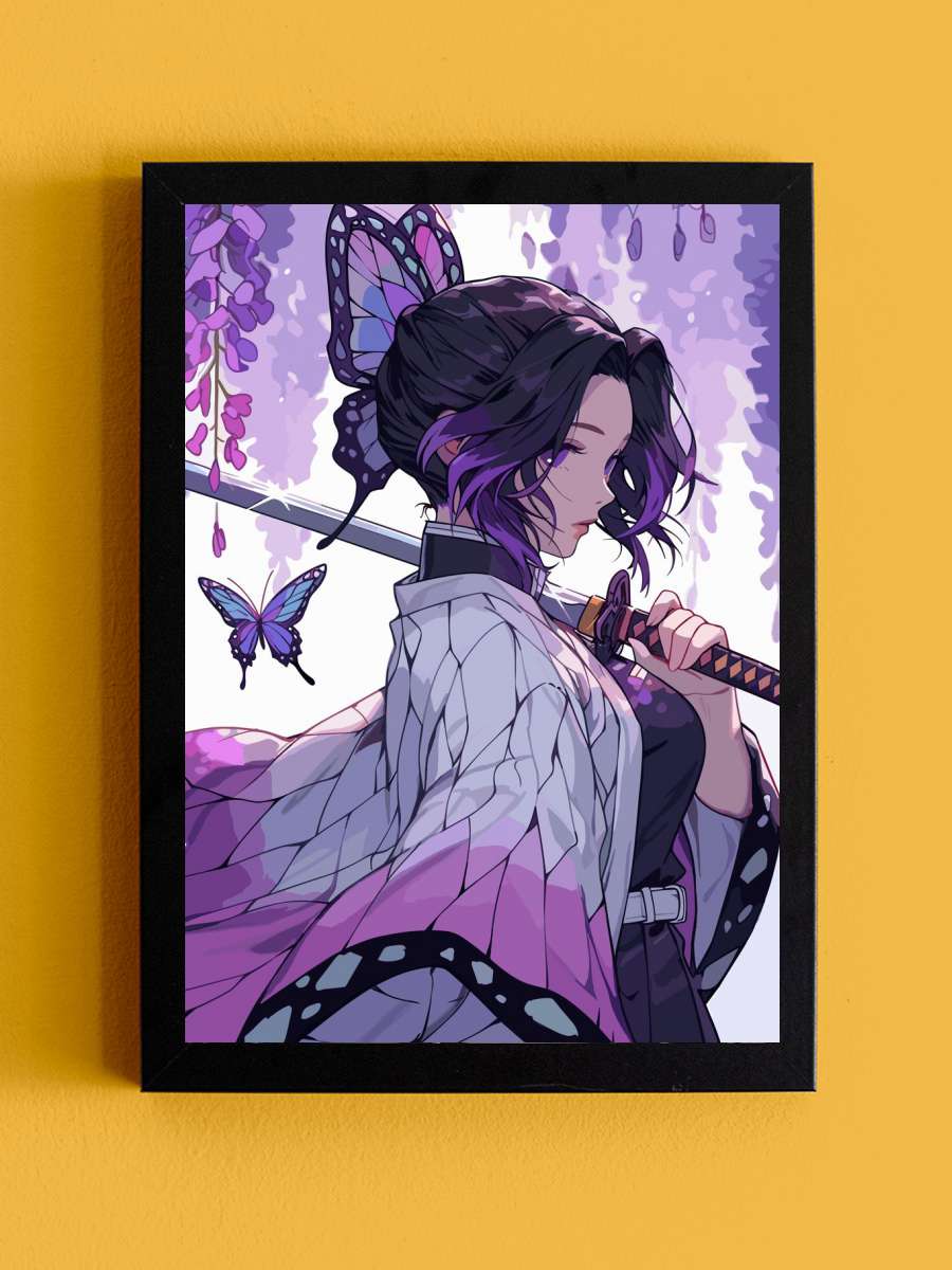 Demon Slayer Shinobu Kocho Anime Tablo Siyah Çerçeveli Yüksek Kalite Anime Duvar Poster Tablo - En İyi Fiyatlarla