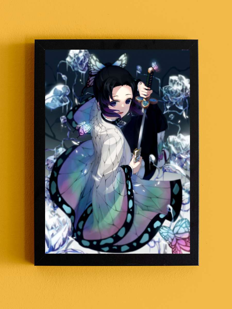 Demon Slayer Shinobu Anime Tablo Siyah Çerçeveli Yüksek Kalite Anime Duvar Poster Tablo - En İyi Fiyatlarla