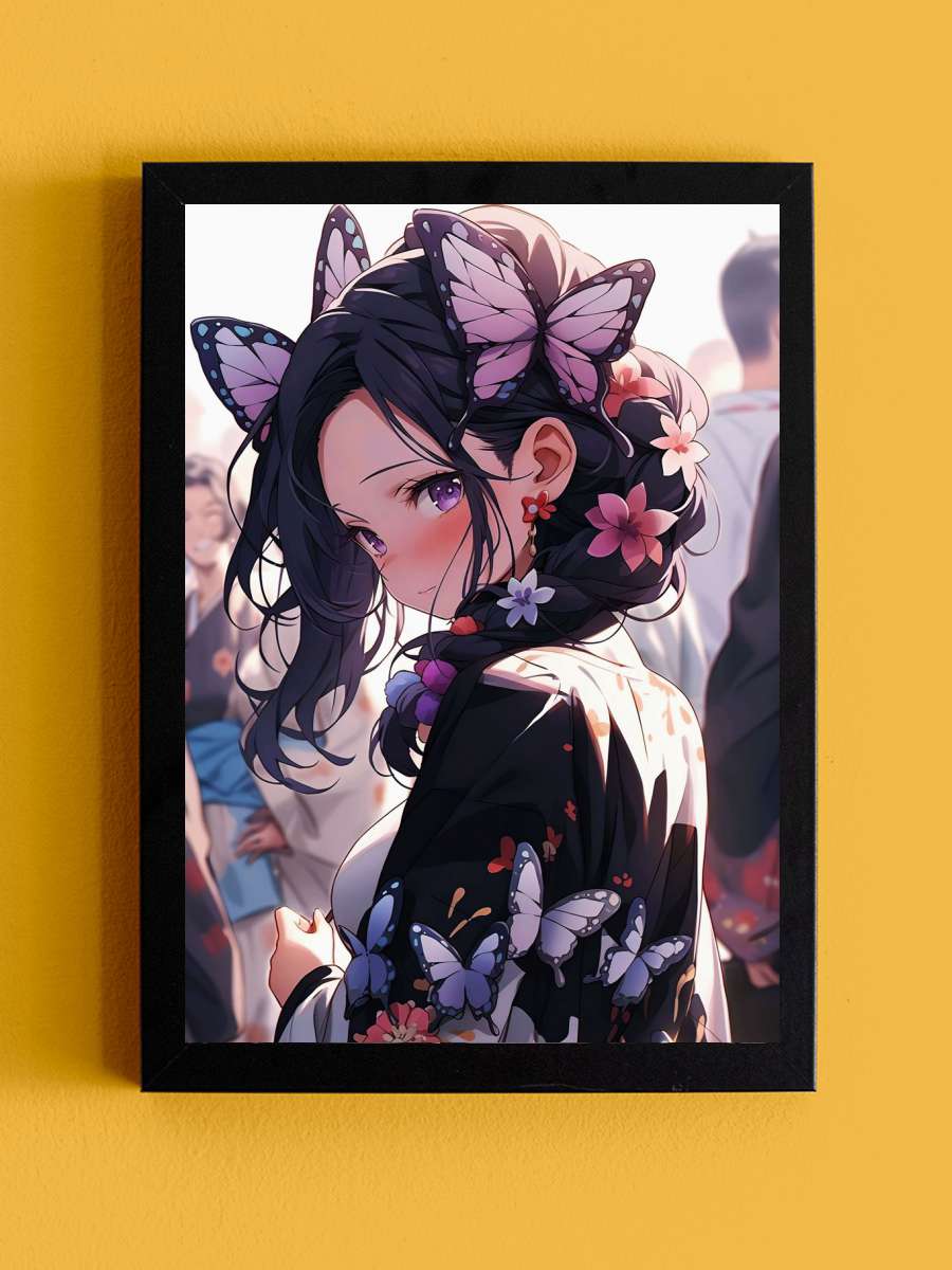 Demon Slayer Shinobu Anime Tablo Siyah Çerçeveli Yüksek Kalite Anime Duvar Poster Tablo - En İyi Fiyatlarla