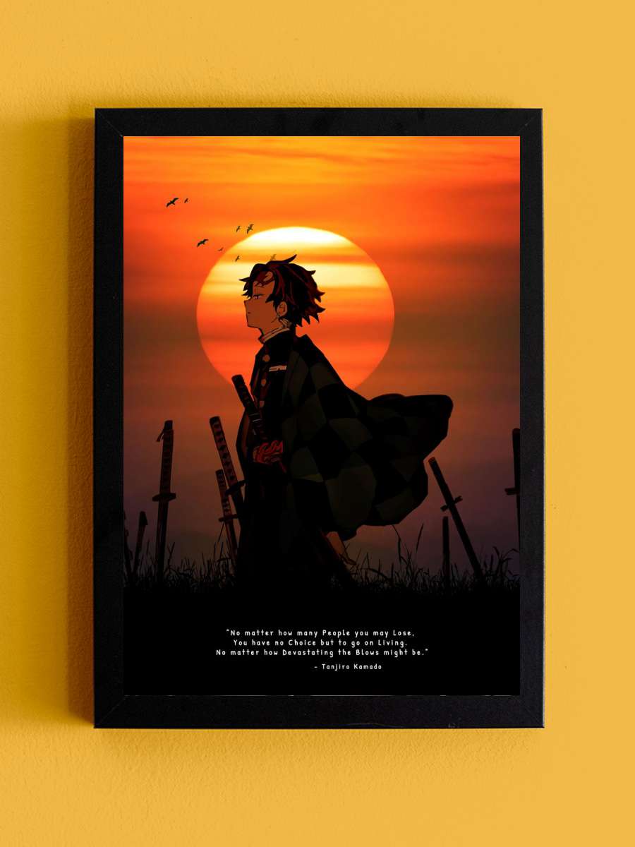 demon slayer tanjiro Anime Tablo Siyah Çerçeveli Yüksek Kalite Anime Duvar Poster Tablo - En İyi Fiyatlarla