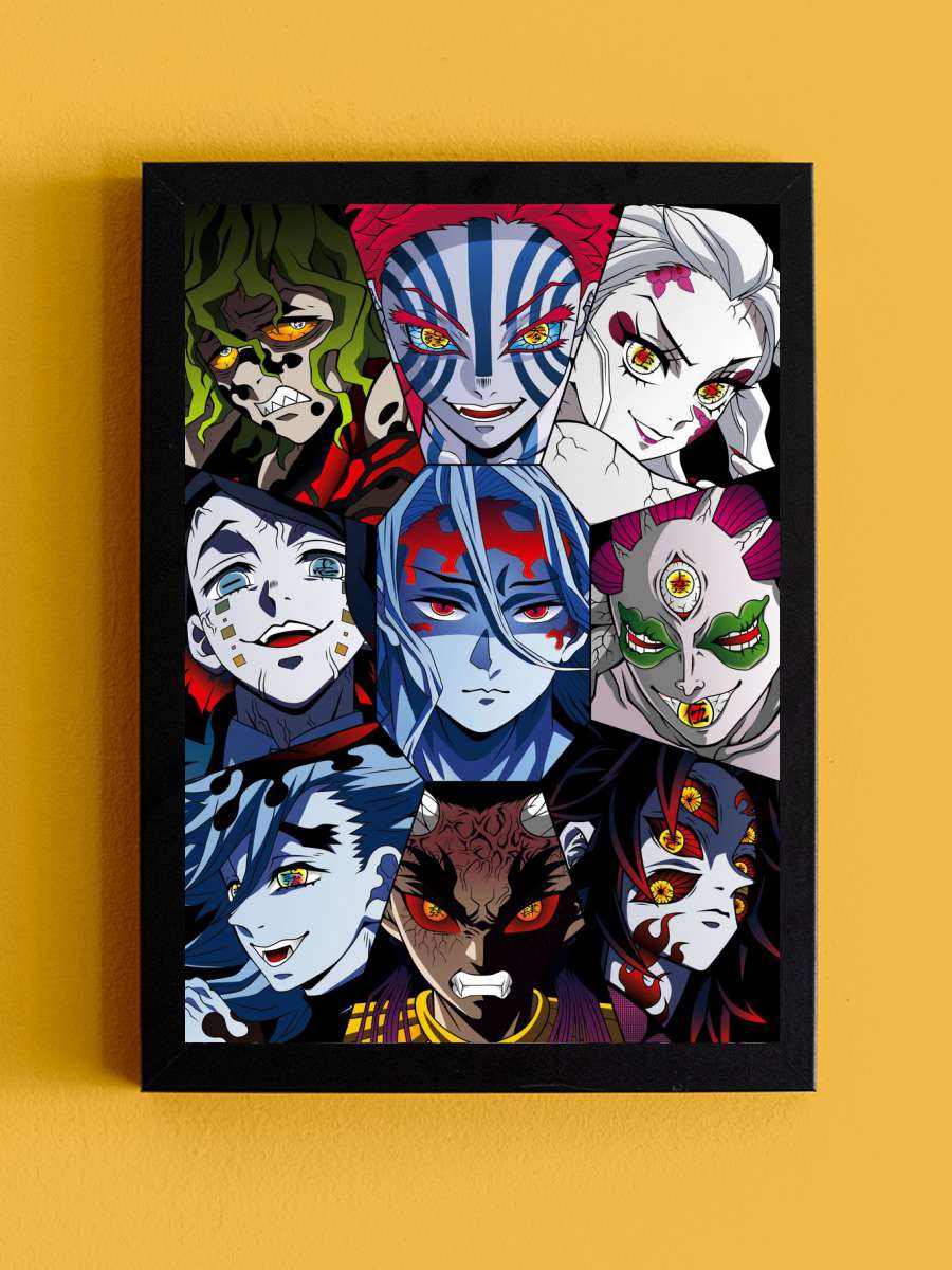 Demon Slayer Upper Moon Anime Tablo Siyah Çerçeveli Yüksek Kalite Anime Duvar Poster Tablo - En İyi Fiyatlarla