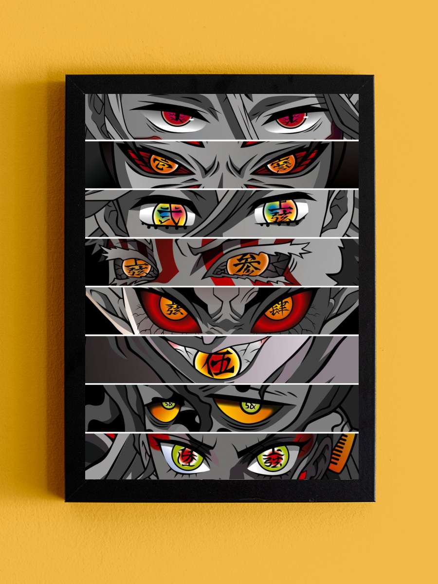 Demon Slayer Upper Moon Anime Tablo Siyah Çerçeveli Yüksek Kalite Anime Duvar Poster Tablo - En İyi Fiyatlarla