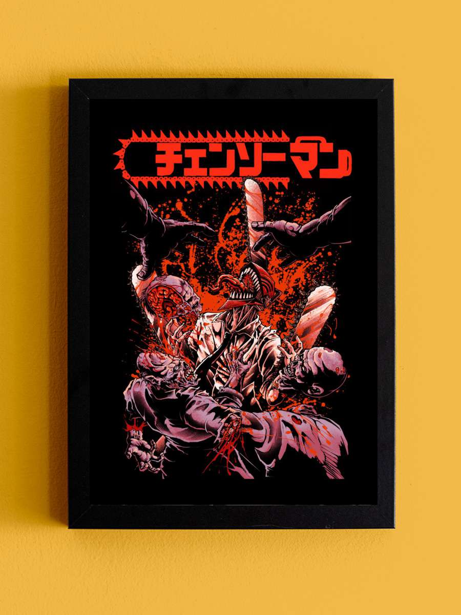 Denji Chainsaw Man Anime Tablo Siyah Çerçeveli Yüksek Kalite Anime Duvar Poster Tablo - En İyi Fiyatlarla