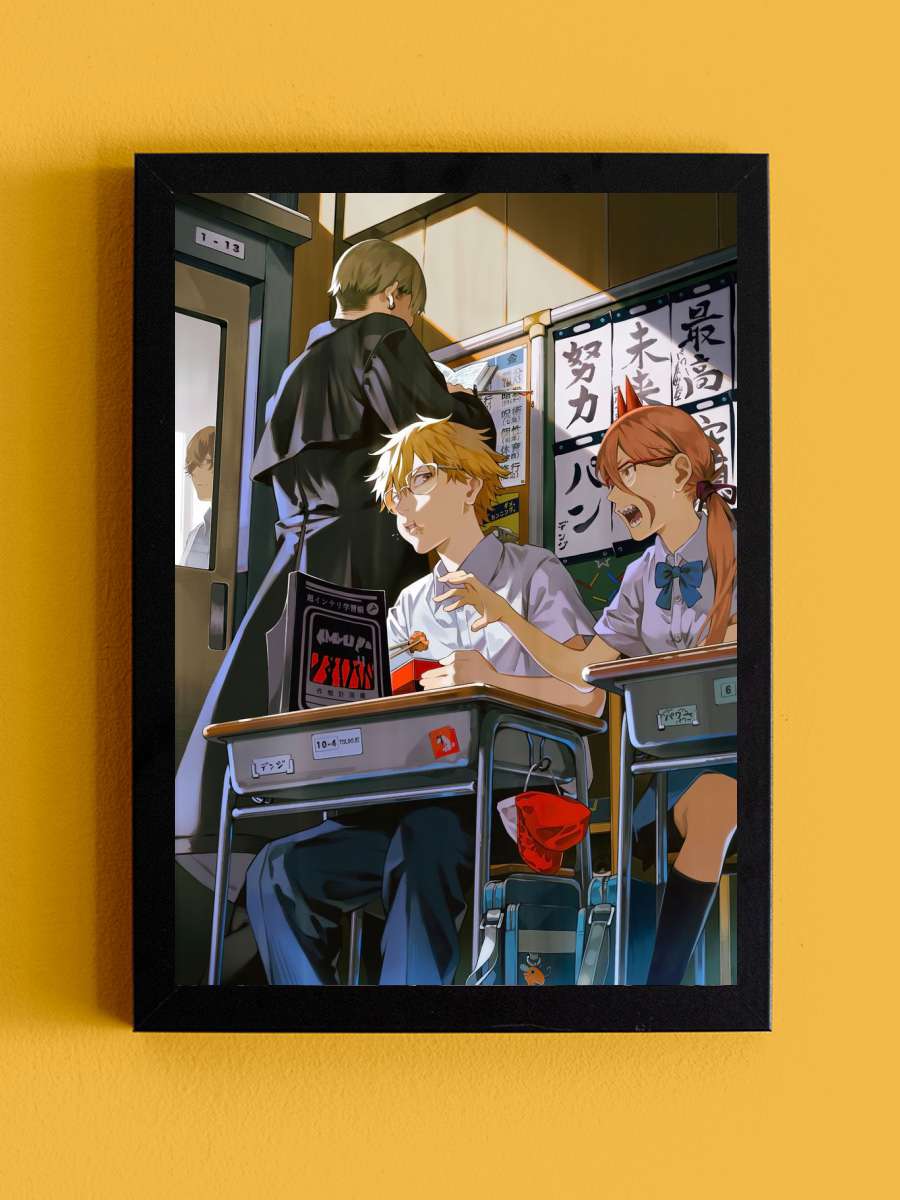 Denji Power School Time Anime Tablo Siyah Çerçeveli Yüksek Kalite Anime Duvar Poster Tablo - En İyi Fiyatlarla