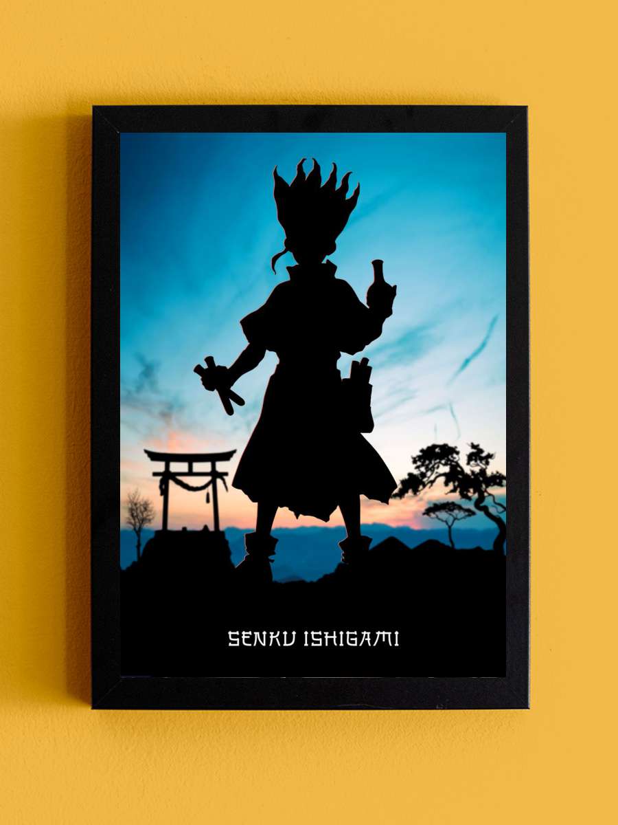 Dr Stone Senku Anime Tablo Siyah Çerçeveli Yüksek Kalite Anime Duvar Poster Tablo - En İyi Fiyatlarla