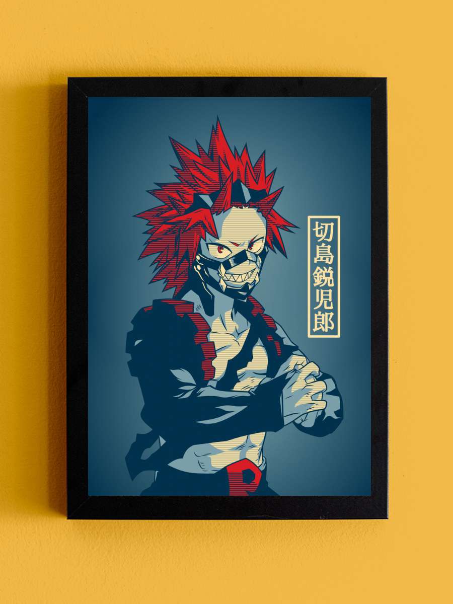 Eijiro Kirishima Anime Tablo Siyah Çerçeveli Yüksek Kalite Anime Duvar Poster Tablo - En İyi Fiyatlarla