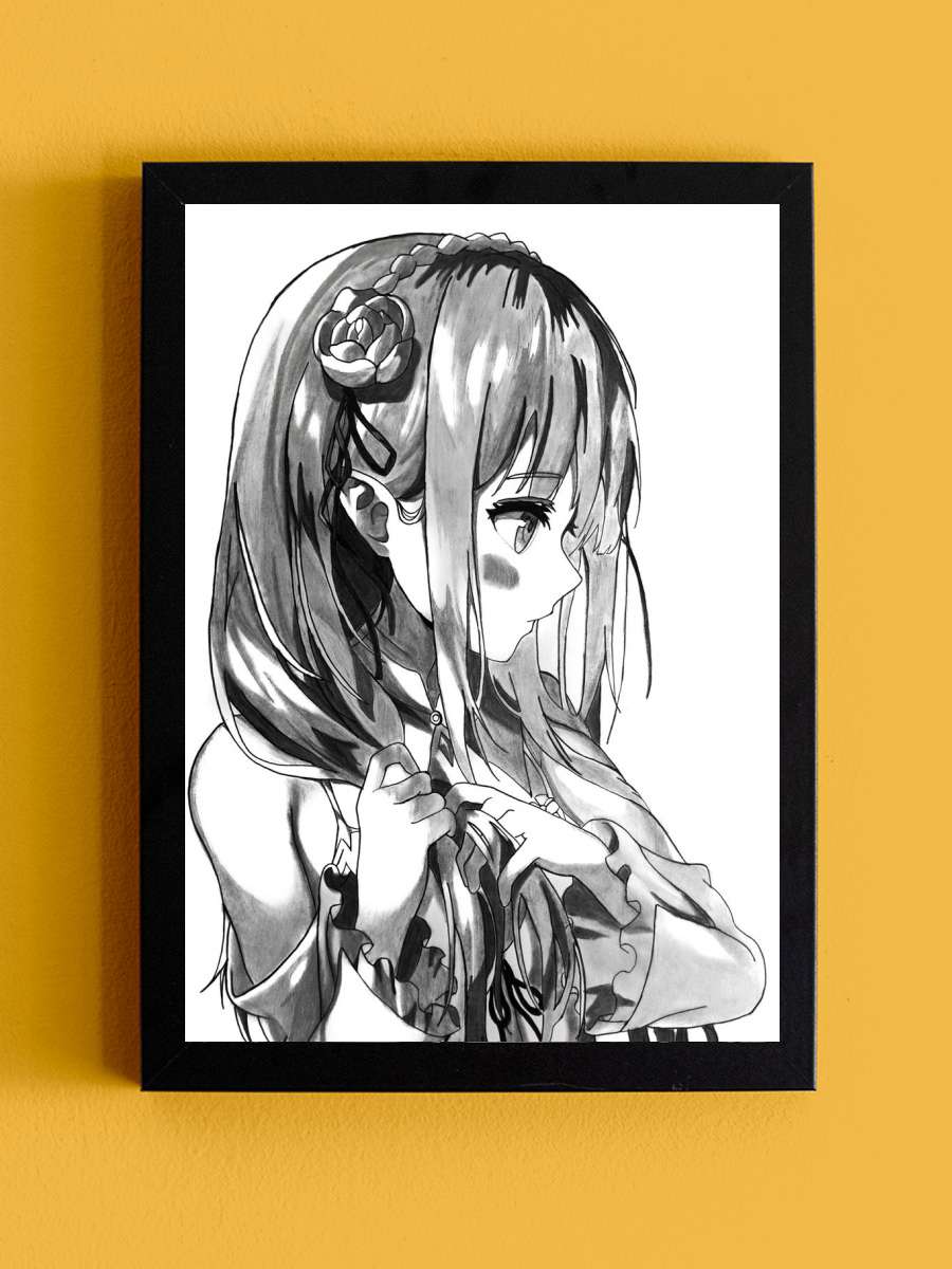 Emilia - Re:Zero Anime Tablo Siyah Çerçeveli Yüksek Kalite Anime Duvar Poster Tablo - En İyi Fiyatlarla