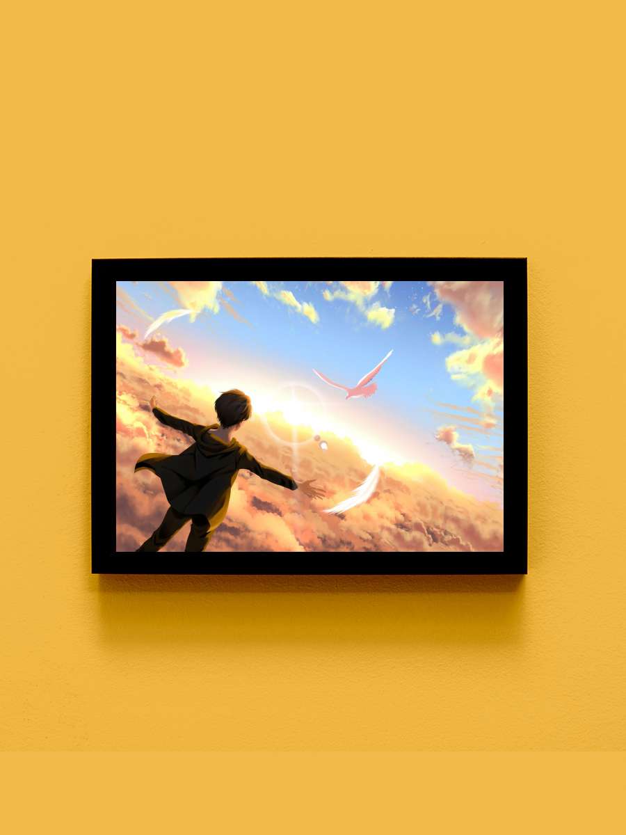 Eren Attack On Titan SNK Anime Tablo Siyah Çerçeveli Yüksek Kalite Anime Duvar Poster Tablo - En İyi Fiyatlarla