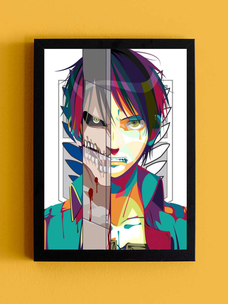 eren jaeger Anime Tablo Siyah Çerçeveli Yüksek Kalite Anime Duvar Poster Tablo - En İyi Fiyatlarla