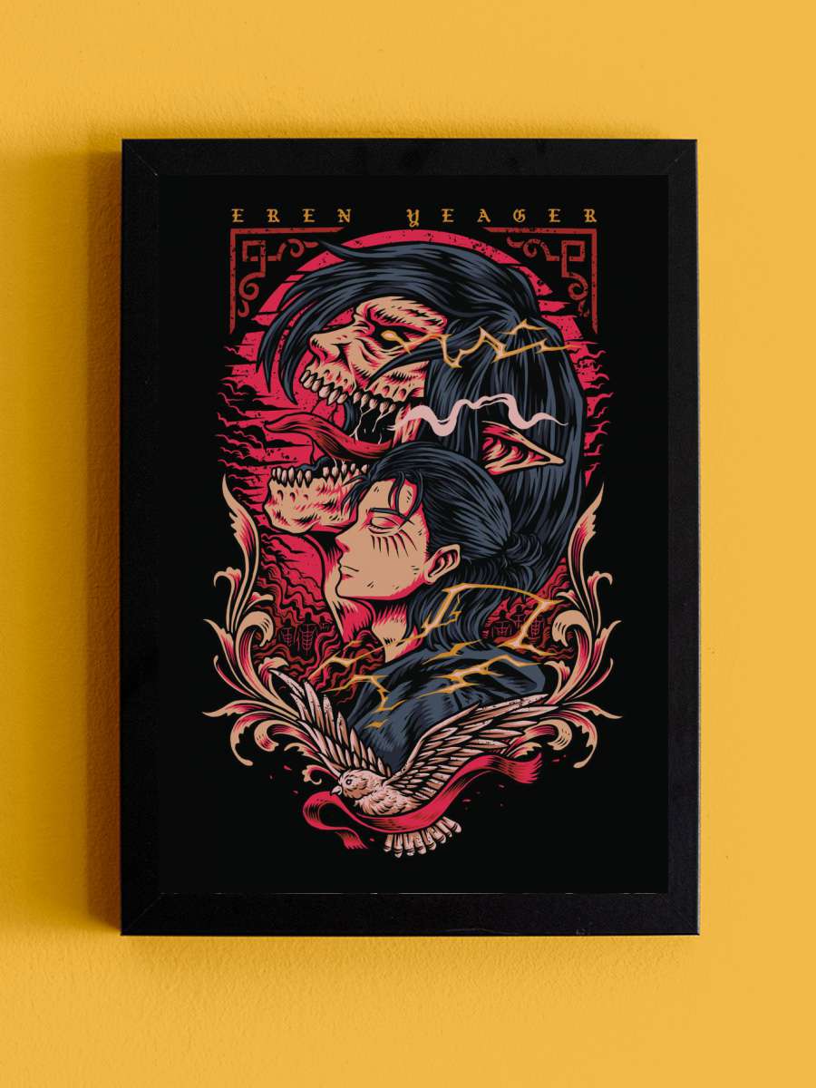 Eren Yeagerr titan Anime Tablo Siyah Çerçeveli Yüksek Kalite Anime Duvar Poster Tablo - En İyi Fiyatlarla