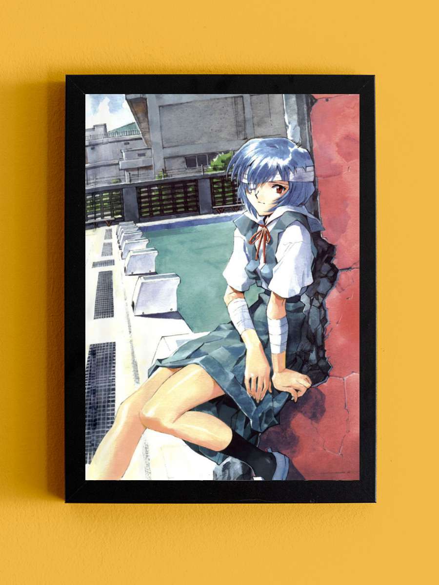 Evangelion Rei Ayanami  Anime Tablo Siyah Çerçeveli Yüksek Kalite Anime Duvar Poster Tablo - En İyi Fiyatlarla