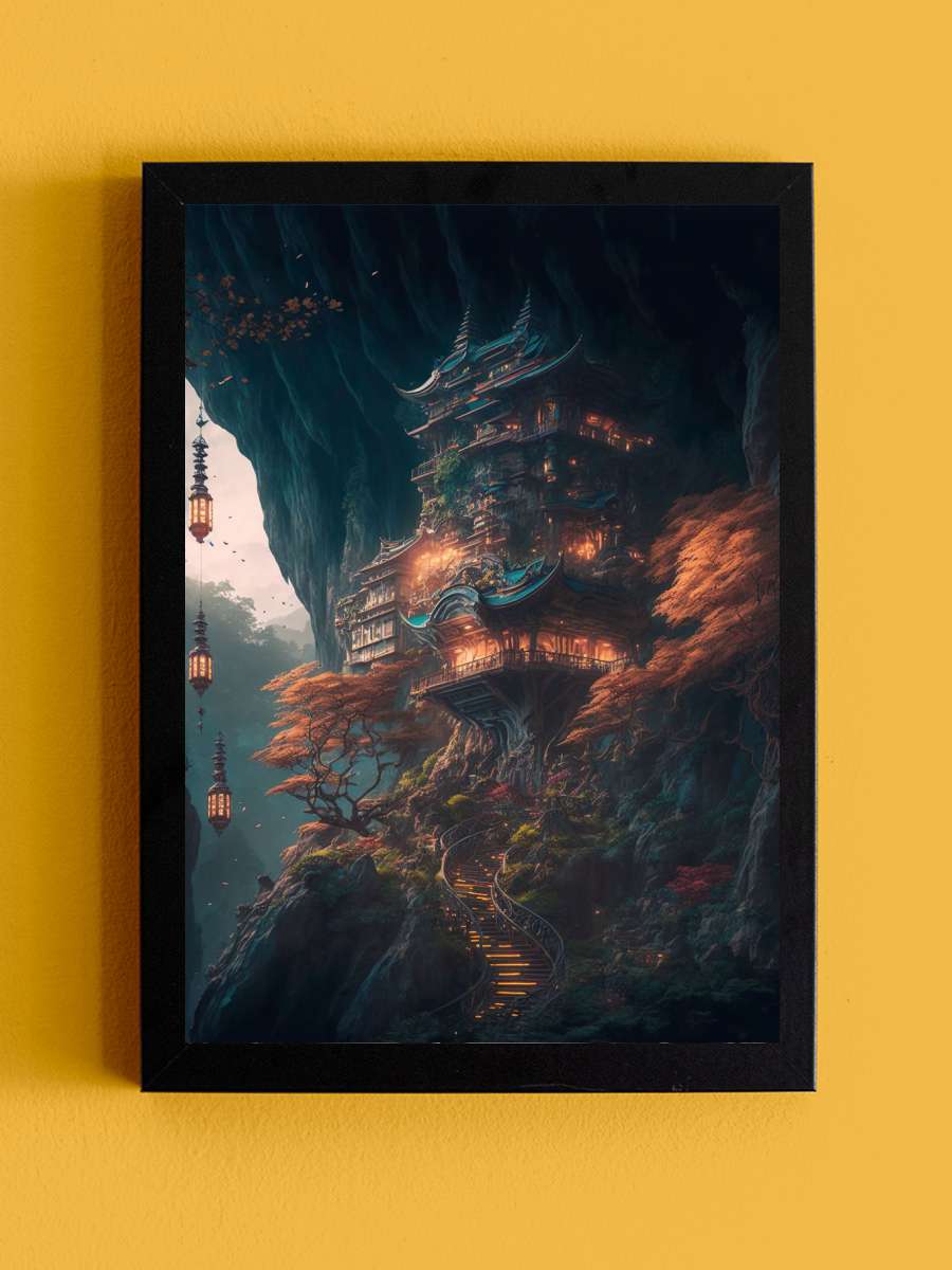 Fantasy Japan House Anime Tablo Siyah Çerçeveli Yüksek Kalite Anime Duvar Poster Tablo - En İyi Fiyatlarla