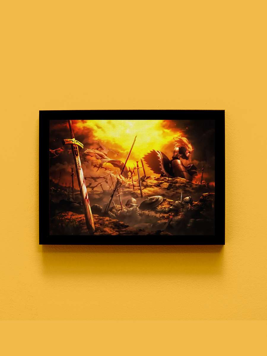 Fate Stay Night Unlimited Anime Tablo Siyah Çerçeveli Yüksek Kalite Anime Duvar Poster Tablo - En İyi Fiyatlarla