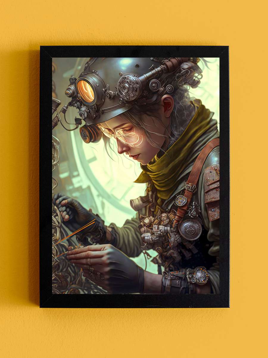 female Steampunk engineer Anime Tablo Siyah Çerçeveli Yüksek Kalite Anime Duvar Poster Tablo - En İyi Fiyatlarla