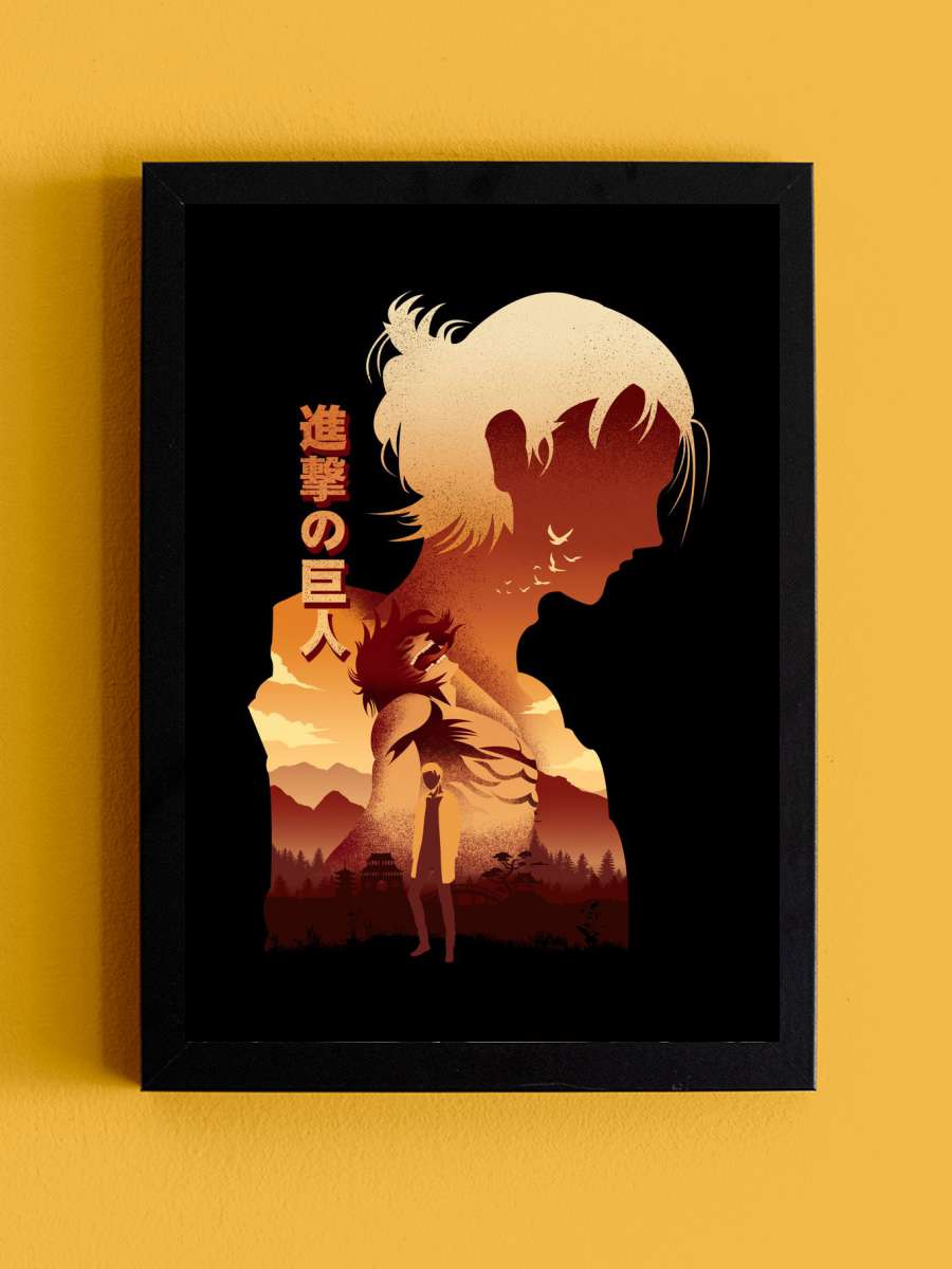Founding Titan Eren Anime Tablo Siyah Çerçeveli Yüksek Kalite Anime Duvar Poster Tablo - En İyi Fiyatlarla