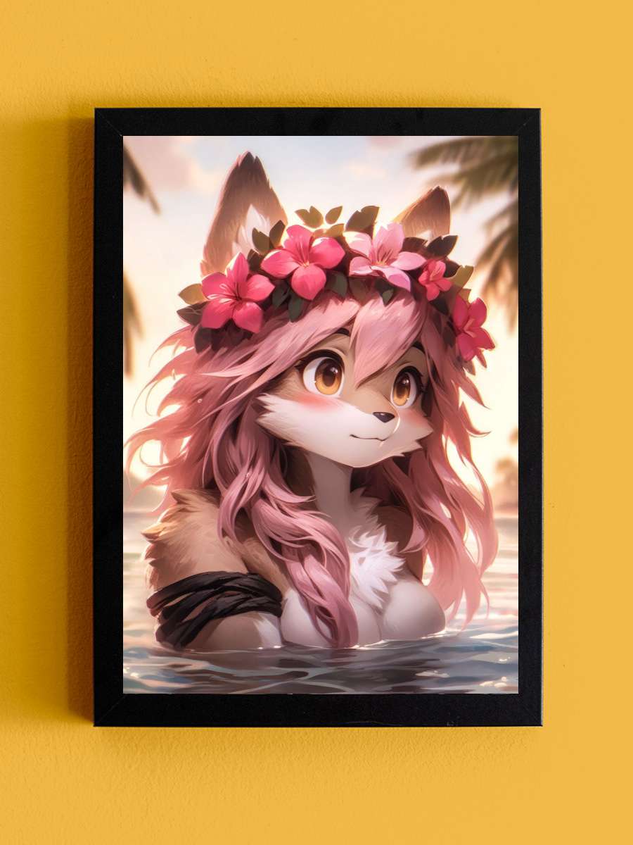 Furry Fox Girl v7 Anime Tablo Siyah Çerçeveli Yüksek Kalite Anime Duvar Poster Tablo - En İyi Fiyatlarla