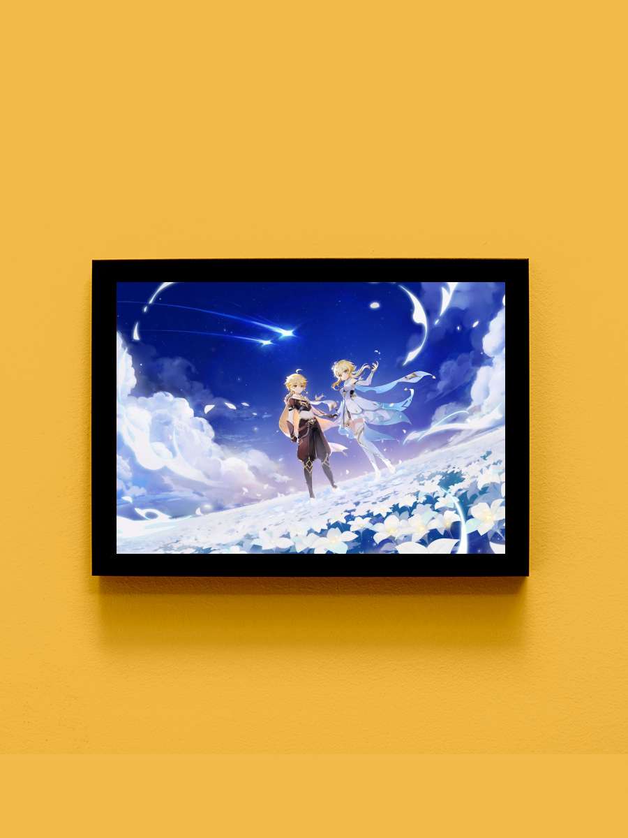 Genshin Impact 2020 A Anime Tablo Siyah Çerçeveli Yüksek Kalite Anime Duvar Poster Tablo - En İyi Fiyatlarla