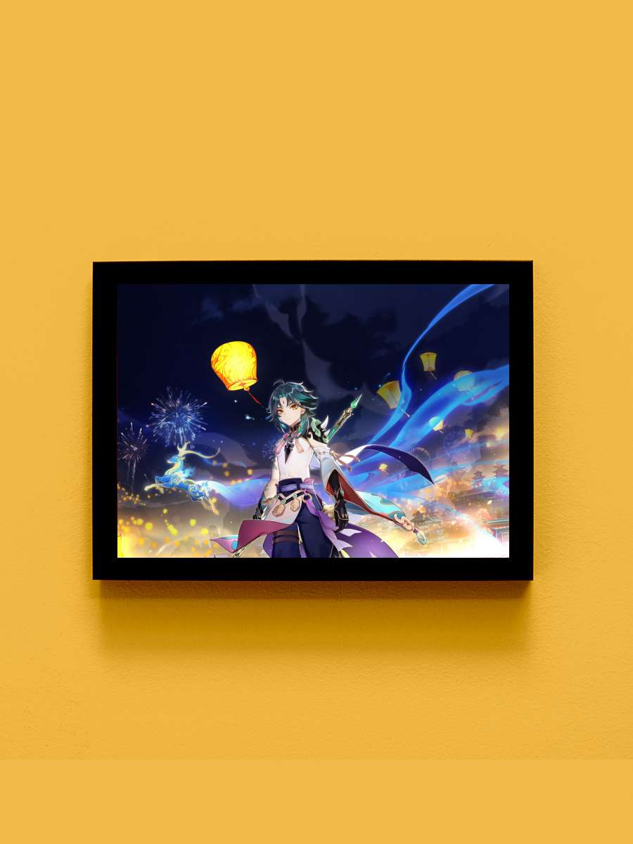 Genshin Impact 2021 A Anime Tablo Siyah Çerçeveli Yüksek Kalite Anime Duvar Poster Tablo - En İyi Fiyatlarla