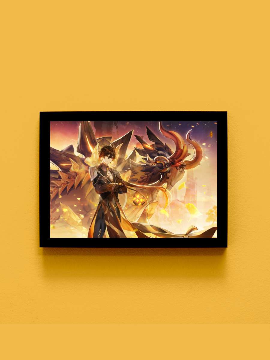 Genshin Impact 2021 C Anime Tablo Siyah Çerçeveli Yüksek Kalite Anime Duvar Poster Tablo - En İyi Fiyatlarla