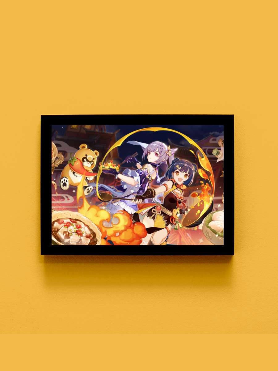 Genshin Impact 2021 J Anime Tablo Siyah Çerçeveli Yüksek Kalite Anime Duvar Poster Tablo - En İyi Fiyatlarla