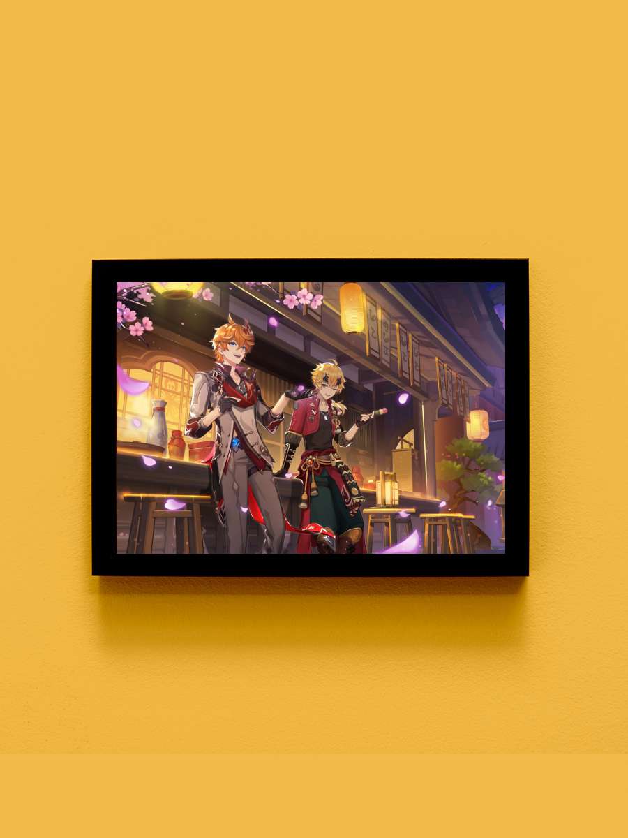 Genshin Impact 2021 K Anime Tablo Siyah Çerçeveli Yüksek Kalite Anime Duvar Poster Tablo - En İyi Fiyatlarla