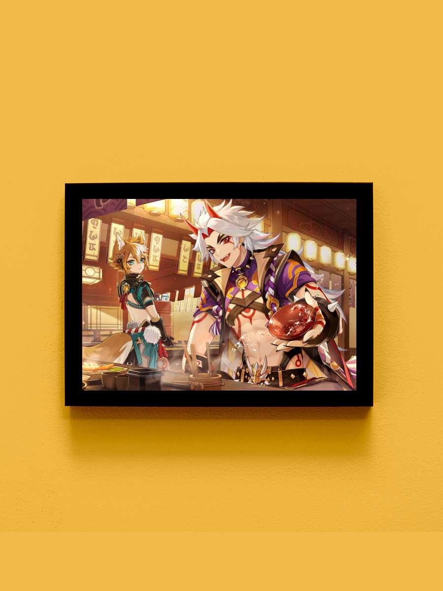 Genshin Impact 2021 M Anime Tablo Siyah Çerçeveli Yüksek Kalite Anime Duvar Poster Tablo - En İyi Fiyatlarla